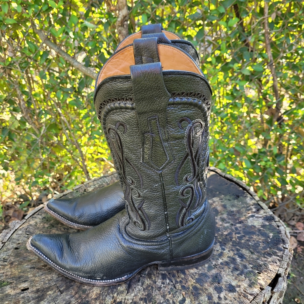 Vintage Men Genuine Leather Cowboy Boots By Cuadra Size 8.5/Go Western Style - Picture 6 of 11